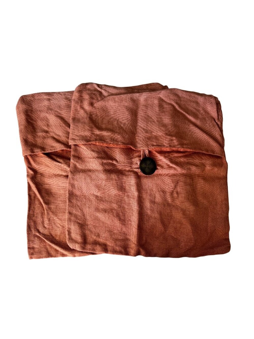 Set Pottery Barn Rust Orange 100% Linen Buttoned Throw Pillow Covers 18"x18"